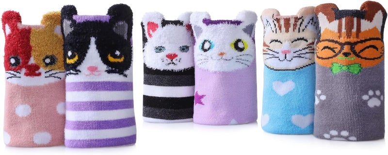 SDBING Kids Girls Knee High Socks Crazy Funny Gift Novelty Soft Cute Animal Dress Long Socks 6 Pairs - Image 4